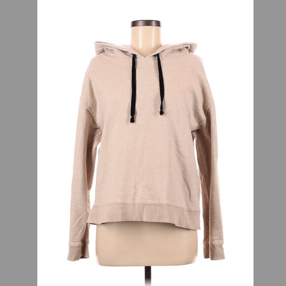 Sanctuary | Oatmeal Tan Hooded Sweatshirt with Black Ties NWT Small - Picture 1 of 5